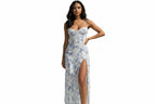 Lace Flowers Print Long Dress Sexy Fashion Slit Suspender Dress Summer Womens Clothing