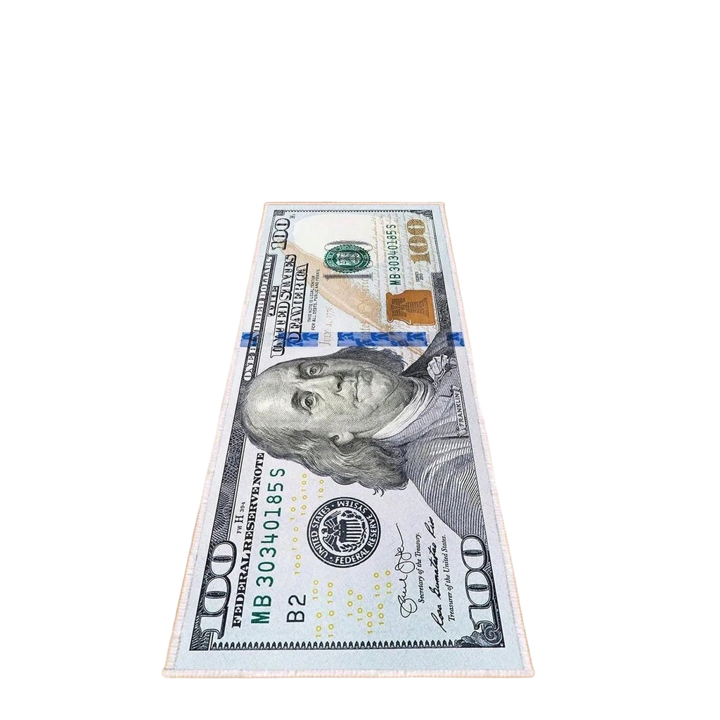 One Hundred Dollar Design Area Rug, Currency Inspired Non-Slip Carpet For Living Room & Entryway