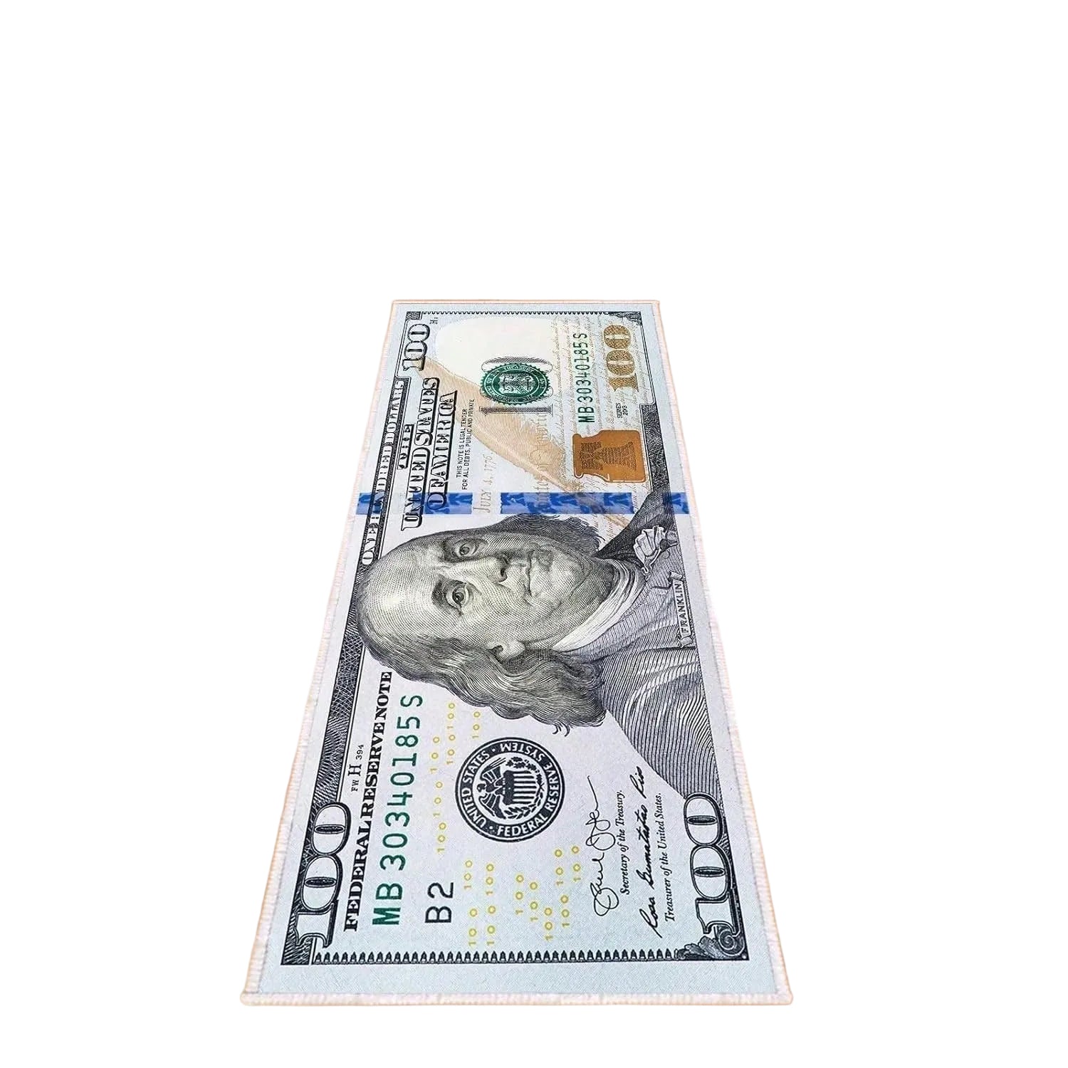 One Hundred Dollar Design Area Rug, Currency Inspired Non-Slip Carpet For Living Room & Entryway