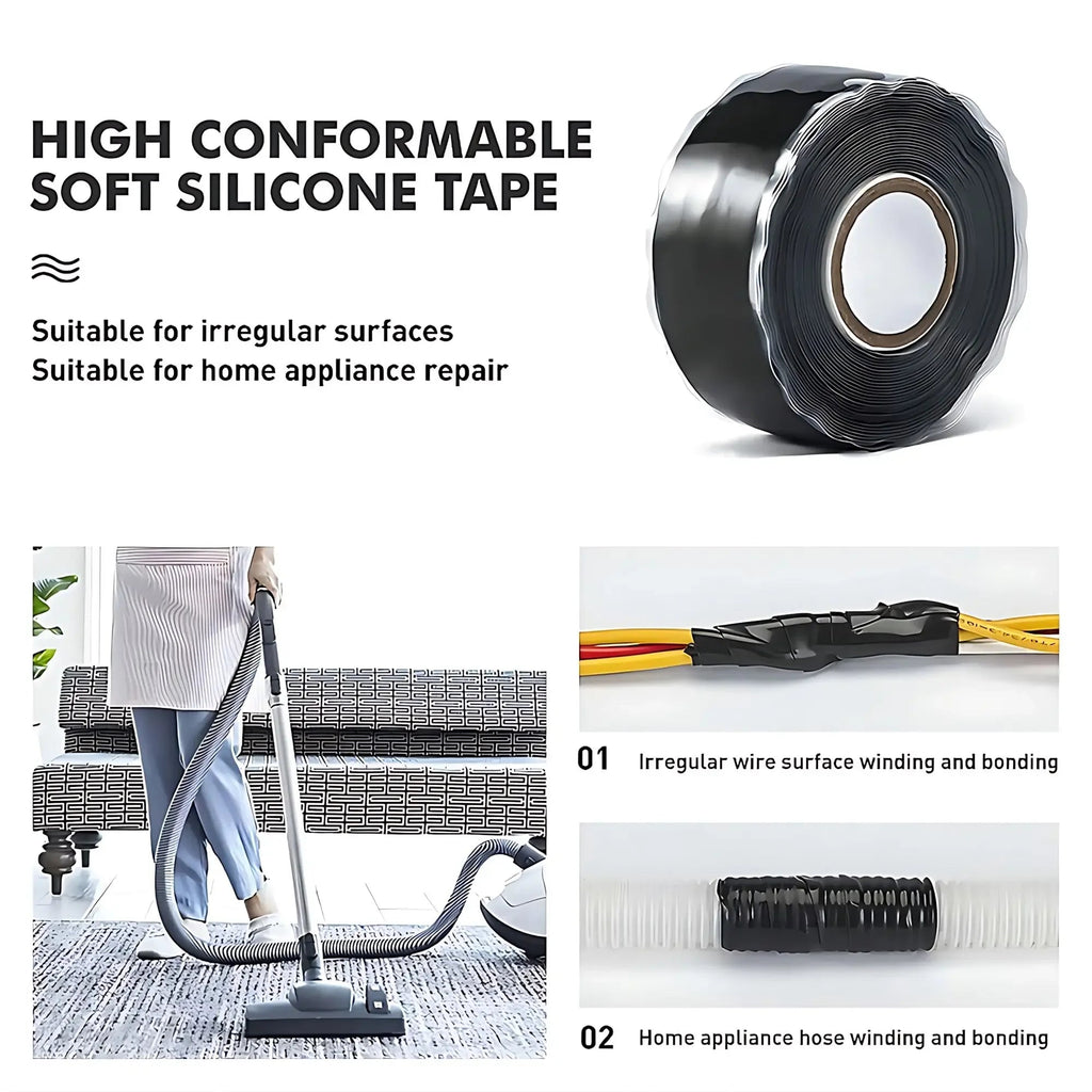 1 Roll 1.5M/3.0M Self Fusing Silicone Tape, Waterproof, Insulating for Leak - Proof Sealing and Repair for Plumbing, Electrical - VibraStore