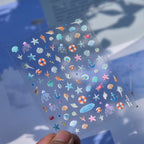 1 Uds. 5D Kawaii Jelly Fish pegatinas para decoración de uñas, pegatinas adhesivas de medusas azules para decoración de uñas, accesorios de calcomanías para manicura 3D - VibraStore