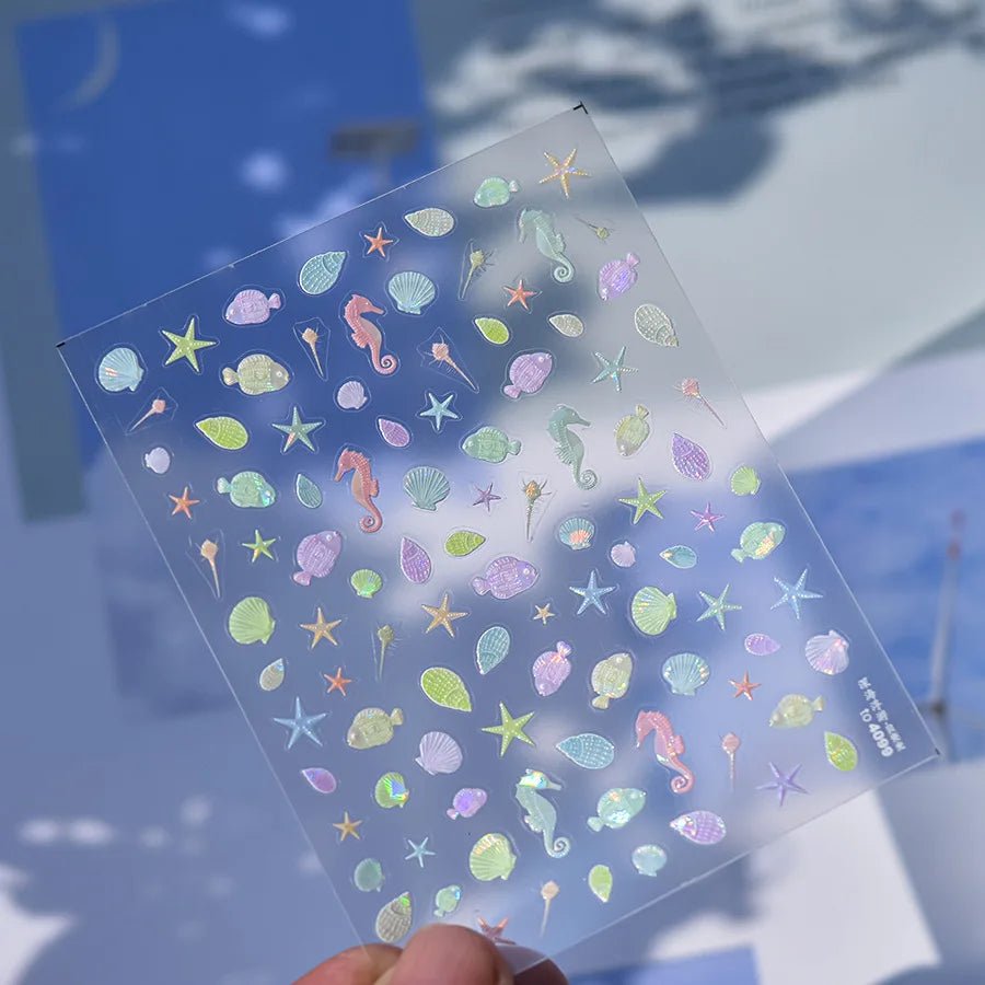 1 Uds. 5D Kawaii Jelly Fish pegatinas para decoración de uñas, pegatinas adhesivas de medusas azules para decoración de uñas, accesorios de calcomanías para manicura 3D - VibraStore