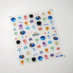 1 Uds. 5D Kawaii Jelly Fish pegatinas para decoración de uñas, pegatinas adhesivas de medusas azules para decoración de uñas, accesorios de calcomanías para manicura 3D - VibraStore