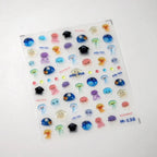 1 Uds. 5D Kawaii Jelly Fish pegatinas para decoración de uñas, pegatinas adhesivas de medusas azules para decoración de uñas, accesorios de calcomanías para manicura 3D - VibraStore