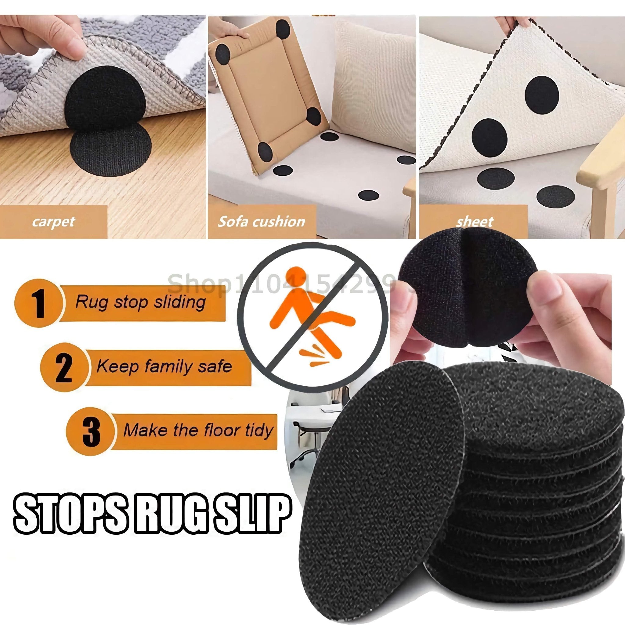10 - 50pairs Carpet Mat Fixing Stickers Universal Car Foot Pad Invisible Non Slip Tape Nylon Magic Tape Auto Traceless Adhesive - VibraStore