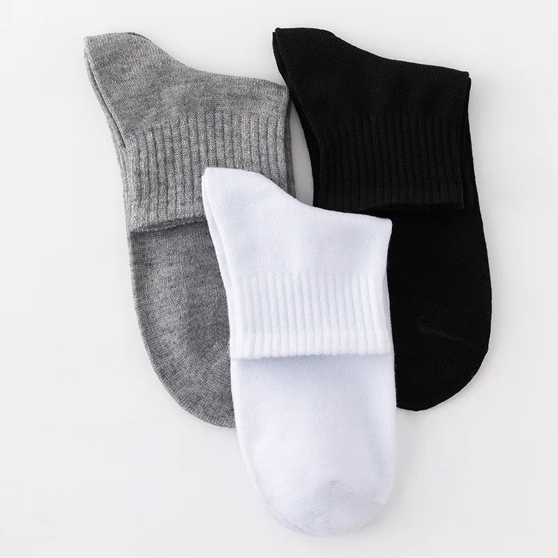 10 pares de calcetines de algodón a media pantorrilla para hombre para todas las estaciones, color sólido y versátiles - VibraStore