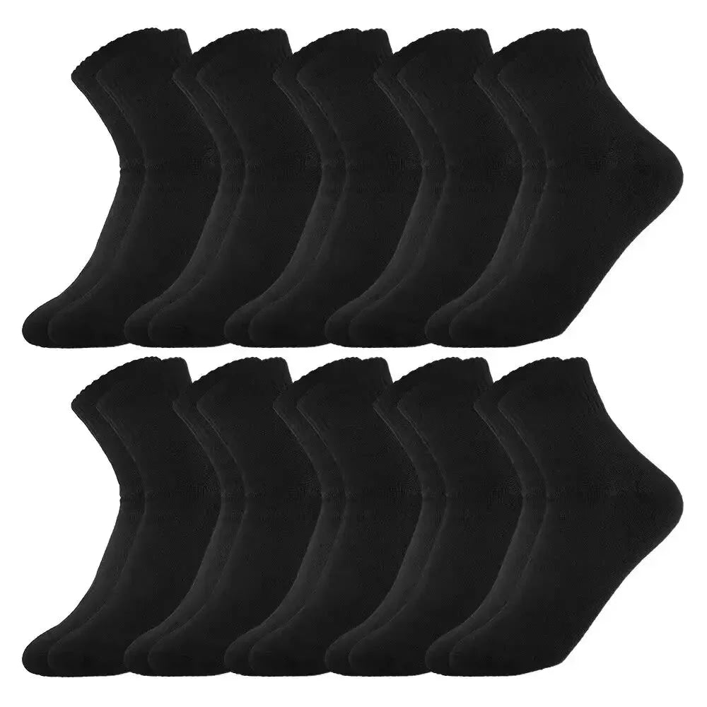 10 pares de calcetines de algodón a media pantorrilla para hombre para todas las estaciones, color sólido y versátiles - VibraStore
