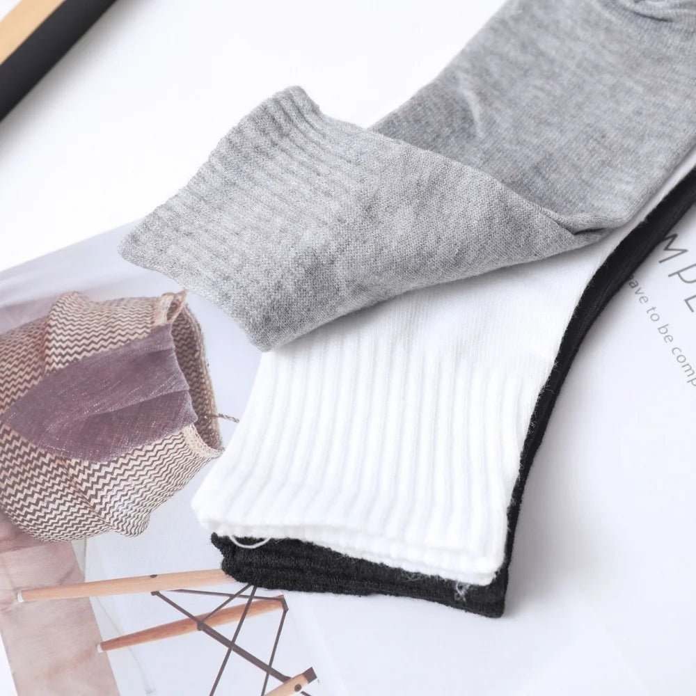 10 pares de calcetines de algodón a media pantorrilla para hombre para todas las estaciones, color sólido y versátiles - VibraStore