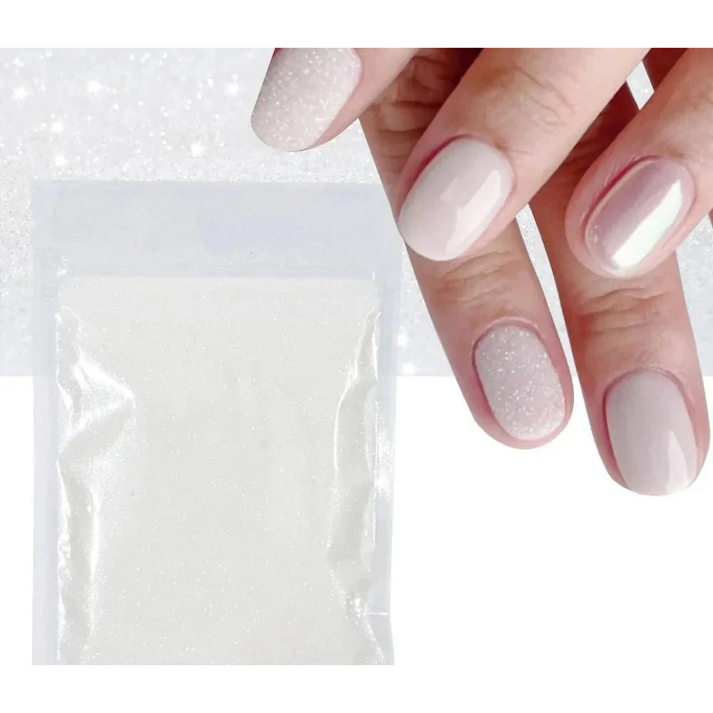 10g 0,2mm brillo blanco Arco Iris brillo de uñas en polvo holográfico brillante azúcar diamante caramelo abrigo polvo de uñas decoraciones artísticas - VibraStore