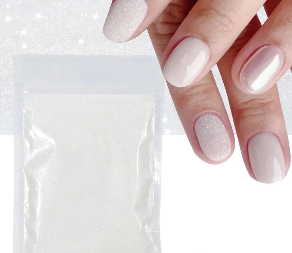 10g 0,2mm brillo blanco Arco Iris brillo de uñas en polvo holográfico brillante azúcar diamante caramelo abrigo polvo de uñas decoraciones artísticas - VibraStore