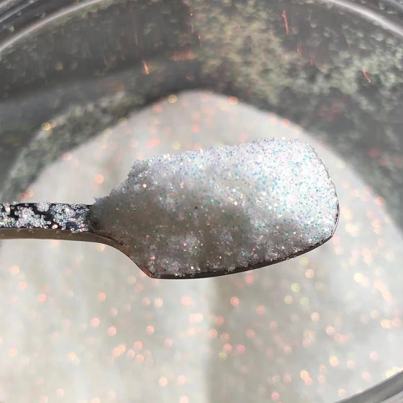 10g 0,2mm brillo blanco Arco Iris brillo de uñas en polvo holográfico brillante azúcar diamante caramelo abrigo polvo de uñas decoraciones artísticas - VibraStore
