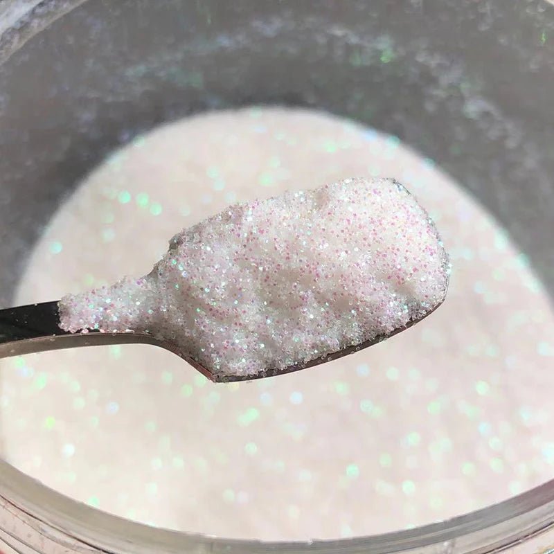 10g 0,2mm brillo blanco Arco Iris brillo de uñas en polvo holográfico brillante azúcar diamante caramelo abrigo polvo de uñas decoraciones artísticas - VibraStore