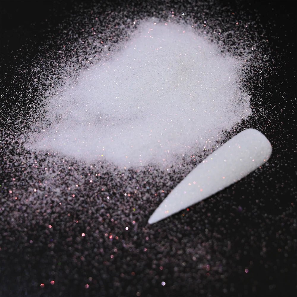10g 0,2mm brillo blanco Arco Iris brillo de uñas en polvo holográfico brillante azúcar diamante caramelo abrigo polvo de uñas decoraciones artísticas - VibraStore