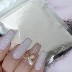 10g 0,2mm brillo blanco Arco Iris brillo de uñas en polvo holográfico brillante azúcar diamante caramelo abrigo polvo de uñas decoraciones artísticas - VibraStore