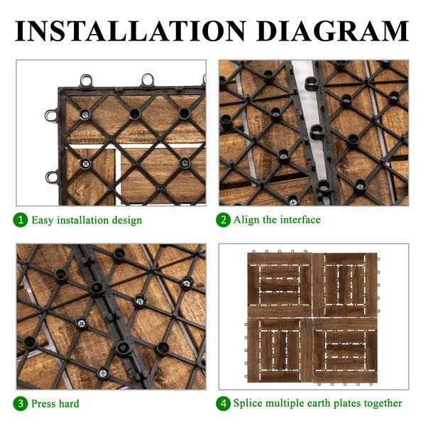 10PC 12inch*12inch High - quality Acacia Wood Modular Flooring, Model 007, Is Easy To Install And Enhances Your Home's Elegance And Comfort. - VibraStore