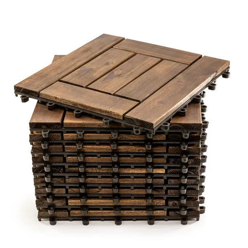 10PC 12inch*12inch High - quality Acacia Wood Modular Flooring, Model 007, Is Easy To Install And Enhances Your Home's Elegance And Comfort. - VibraStore