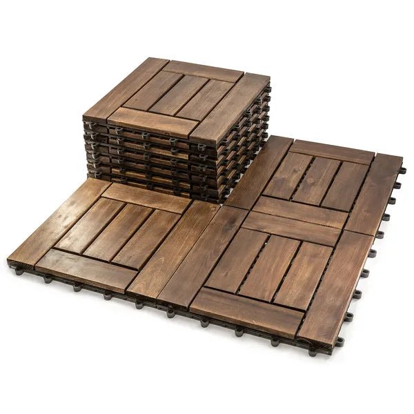 10PC 12inch*12inch High - quality Acacia Wood Modular Flooring, Model 007, Is Easy To Install And Enhances Your Home's Elegance And Comfort. - VibraStore