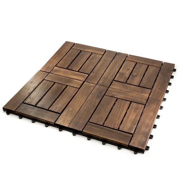 10PC 12inch*12inch High - quality Acacia Wood Modular Flooring, Model 007, Is Easy To Install And Enhances Your Home's Elegance And Comfort. - VibraStore