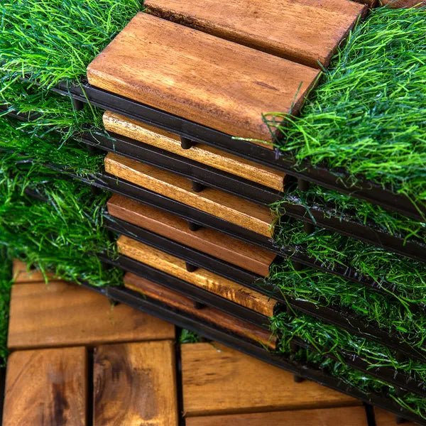 10PC 12inch*12inch High - quality Acacia Wood Modular Flooring, Model 057, Is Easy To Install And Enhances Your Home's Elegance And Comfort. - VibraStore