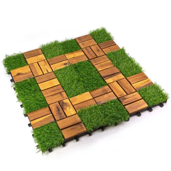 10PC 12inch*12inch High - quality Acacia Wood Modular Flooring, Model 057, Is Easy To Install And Enhances Your Home's Elegance And Comfort. - VibraStore