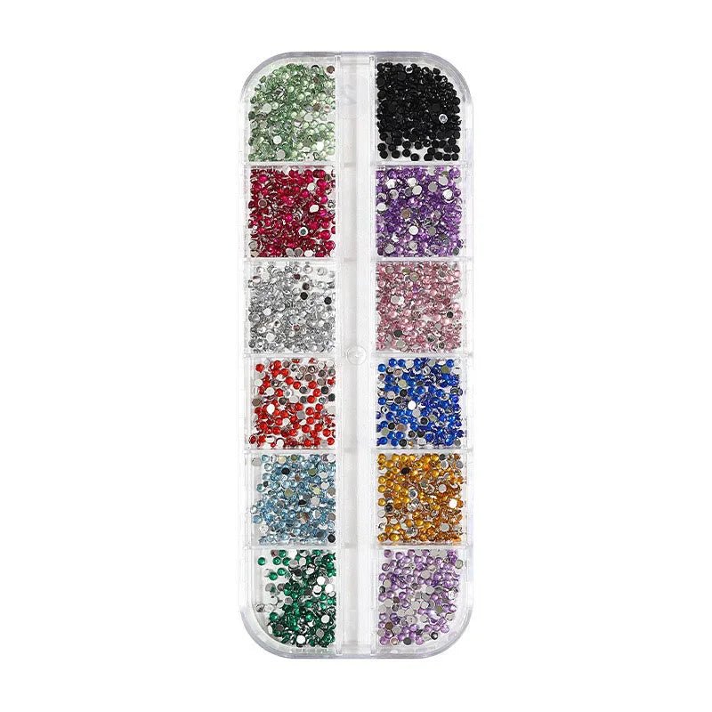 12 rejillas de diamantes de imitación de cristal brillante para decoración de uñas, piedras preciosas planas para decoración, adornos para uñas, zapatos, bolsas de maquillaje SZZS05 - VibraStore