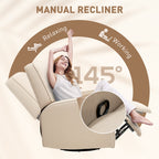 Manual Recliner Chair for Adults with Thick Cushion, Breathable Fabric Glider Rocking Chair for Living Room, Beige