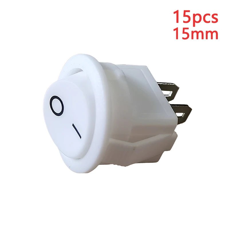 15Pcs Kcd11 Small Rocker Boat Shaped Power Switch Upper Circular And Lower Square 2/3 - Pin Two Level Electronic On - Off 15mm Hole - VibraStore