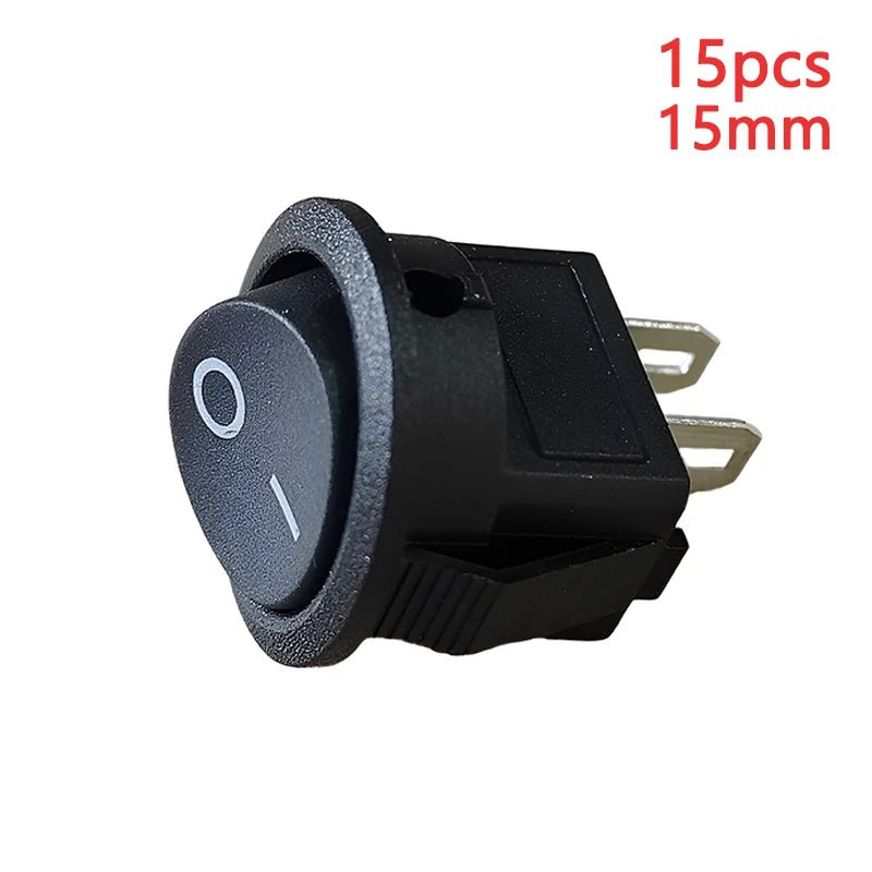 15Pcs Kcd11 Small Rocker Boat Shaped Power Switch Upper Circular And Lower Square 2/3 - Pin Two Level Electronic On - Off 15mm Hole - VibraStore