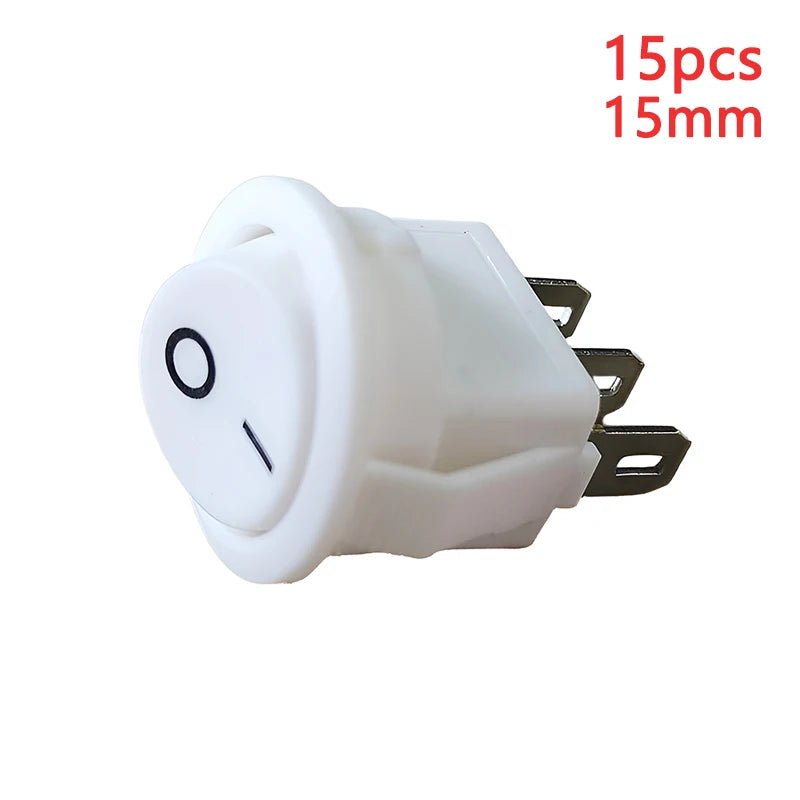 15Pcs Kcd11 Small Rocker Boat Shaped Power Switch Upper Circular And Lower Square 2/3 - Pin Two Level Electronic On - Off 15mm Hole - VibraStore