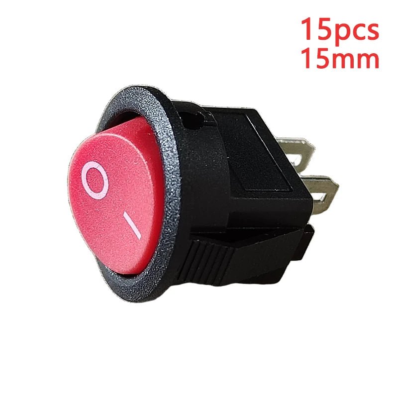 15Pcs Kcd11 Small Rocker Boat Shaped Power Switch Upper Circular And Lower Square 2/3 - Pin Two Level Electronic On - Off 15mm Hole - VibraStore