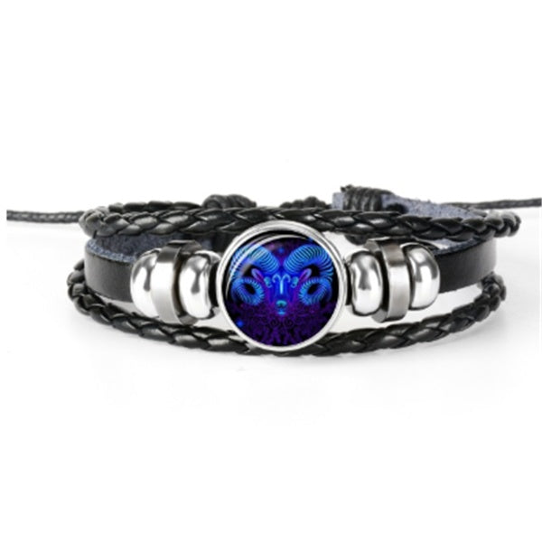 12 Zodiac Constellation Bracelet Luminous Braided Design Bracelet For Men Women Kids