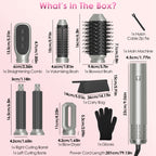 1Pc 6 In 1 Air Styler Volumizer Straightener Curler Dryer Automatic Wrap Styler Hair Dryer Brush Set With 3 Temp Settings ALCI Plug Glove Cable Zip Tie - VibraStore