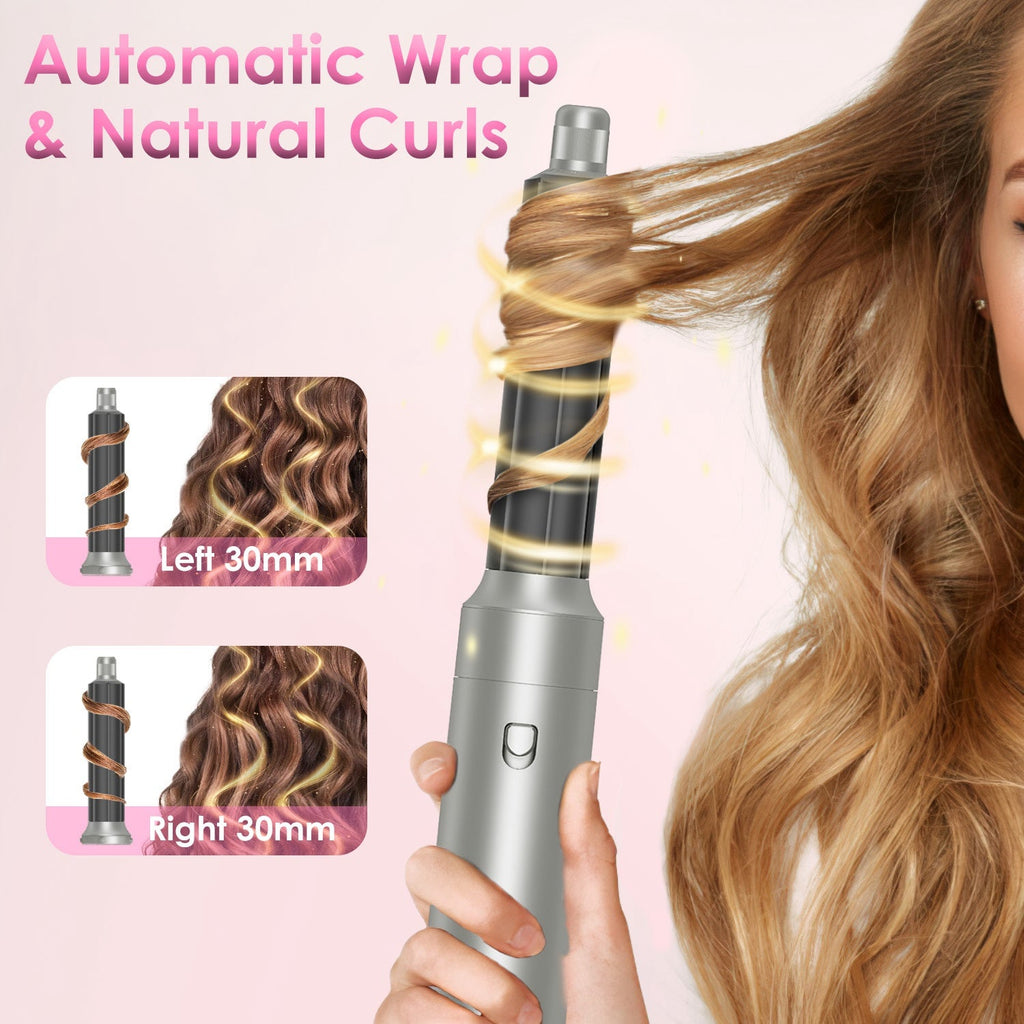 1Pc 6 In 1 Air Styler Volumizer Straightener Curler Dryer Automatic Wrap Styler Hair Dryer Brush Set With 3 Temp Settings ALCI Plug Glove Cable Zip Tie - VibraStore