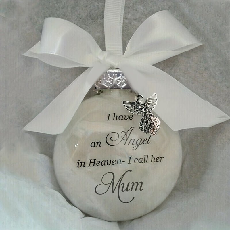 1pc, In Heaven Relatives Name Ornament, Keepsake Feather Plastic Ball, Ornament Pendant, Home Decor, Room Decor, Bedroom Decor - VibraStore