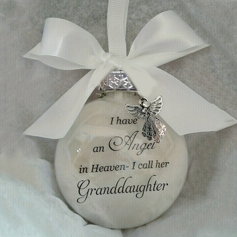 1pc, In Heaven Relatives Name Ornament, Keepsake Feather Plastic Ball, Ornament Pendant, Home Decor, Room Decor, Bedroom Decor - VibraStore