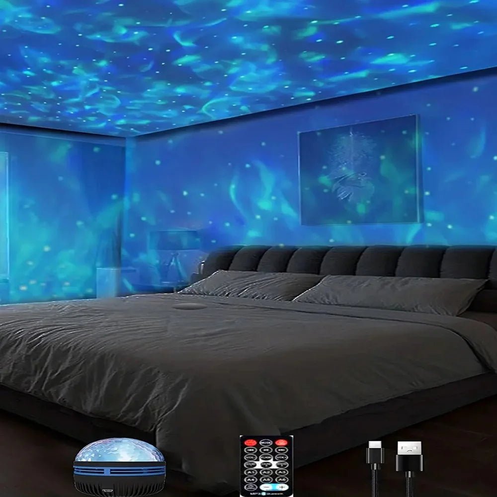 1pc Star Projector, Galaxy Projector, Water Ocean Wave Projector For Bedroom Night Light Room Decor With 7 - Colors Patterns - VibraStore