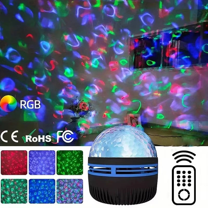 1pc Star Projector, Galaxy Projector, Water Ocean Wave Projector For Bedroom Night Light Room Decor With 7 - Colors Patterns - VibraStore