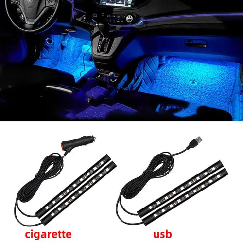 2 in 1 LED Car Neon Light Foot Light LED Interior Decoration Backlight Cigarette Lighter USB Atmosphere Lamp Vehicle Accessories - VibraStore