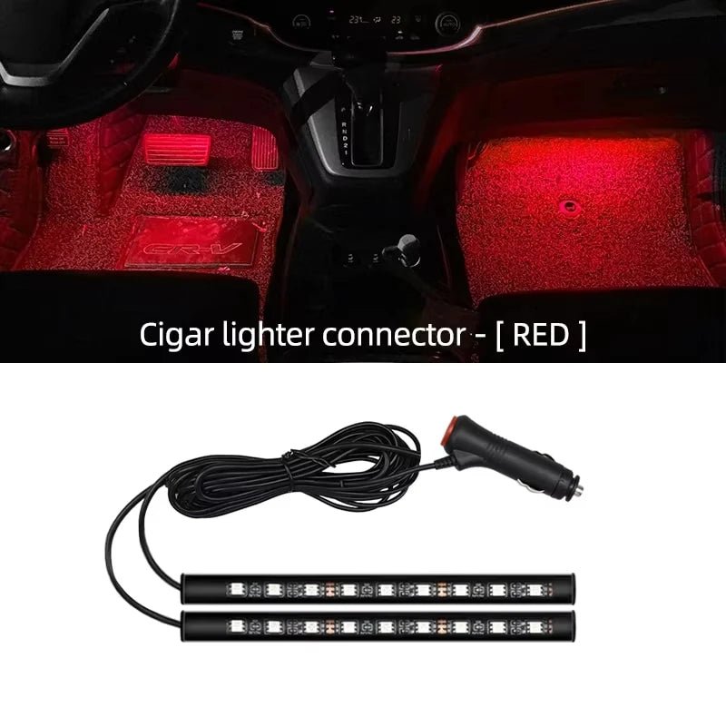 2 in 1 LED Car Neon Light Foot Light LED Interior Decoration Backlight Cigarette Lighter USB Atmosphere Lamp Vehicle Accessories - VibraStore