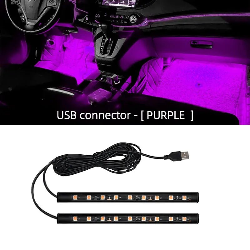2 in 1 LED Car Neon Light Foot Light LED Interior Decoration Backlight Cigarette Lighter USB Atmosphere Lamp Vehicle Accessories - VibraStore