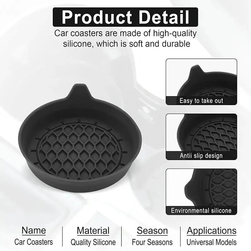 2 pcs Creative car coasters car water cup slot storage mat new car interior decoration supplies thick non - slip - VibraStore