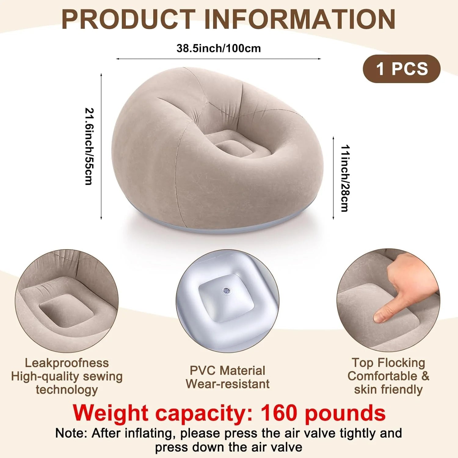 2 uds (1 sofá + 1 bomba de aire) sofá inflable de PVC - VibraStore