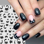 2 uds 3D Kawaii pegatinas de gato negro para uñas encantador Graffiti gato autoadhesivo deslizadores de uñas Halloween cola de gato decoración artística de uñas - VibraStore