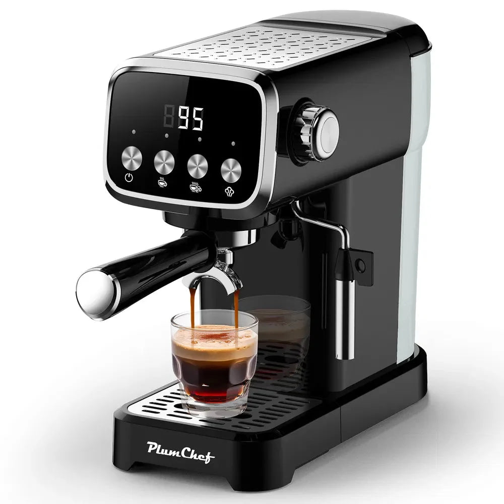 20 BAR Slim Vertical Espresso Machine With Milk Frother, Built - in Cup Warmer, 43 OZ Detachable Tank, For Rich Espresso, Americano, Latte, Compact Space - Saving Design, Screen Button, Black - VibraStore