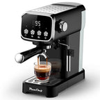 20 BAR Slim Vertical Espresso Machine With Milk Frother, Built - in Cup Warmer, 43 OZ Detachable Tank, For Rich Espresso, Americano, Latte, Compact Space - Saving Design, Screen Button, Black - VibraStore