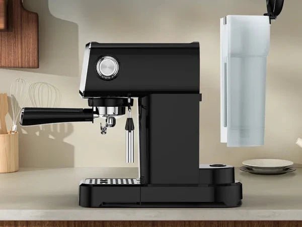 20 BAR Slim Vertical Espresso Machine With Milk Frother, Built - in Cup Warmer, 43 OZ Detachable Tank, For Rich Espresso, Americano, Latte, Compact Space - Saving Design, Screen Button, Black - VibraStore