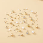 20 Pairs Simple Multi - Size Stud Earrings Set | Zinc Alloy and Glass, Suitable for Daily and Gift Giving Occasions, Perfect for All Seasons - VibraStore