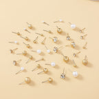 20 Pairs Simple Multi - Size Stud Earrings Set | Zinc Alloy and Glass, Suitable for Daily and Gift Giving Occasions, Perfect for All Seasons - VibraStore