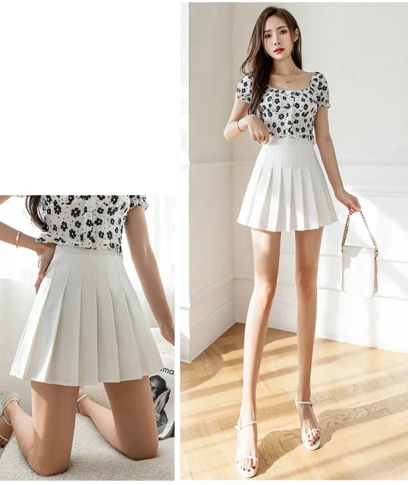2024 falda blanca con volantes para mujer, falda de verano de cintura alta con cremallera para chica bailando JK, ropa barata, m - VibraStore