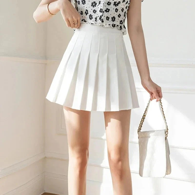 2024 falda blanca con volantes para mujer, falda de verano de cintura alta con cremallera para chica bailando JK, ropa barata, m - VibraStore
